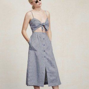 Reformation Riley Gingham Cutout Tie Midi Dress